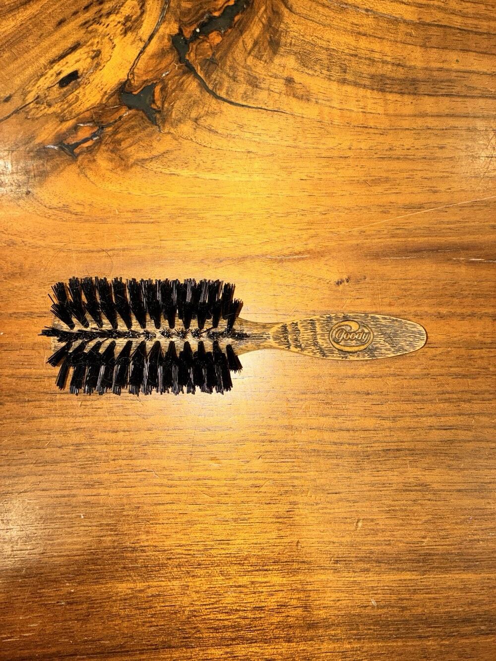 VTG GOODY Blow Styling Brush Round Nylon Bristles Faux Woodgrain